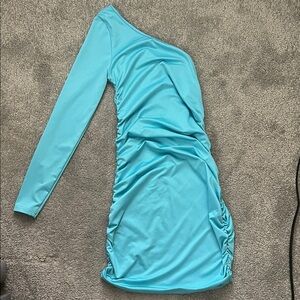 One-Shoulder Blue Dress